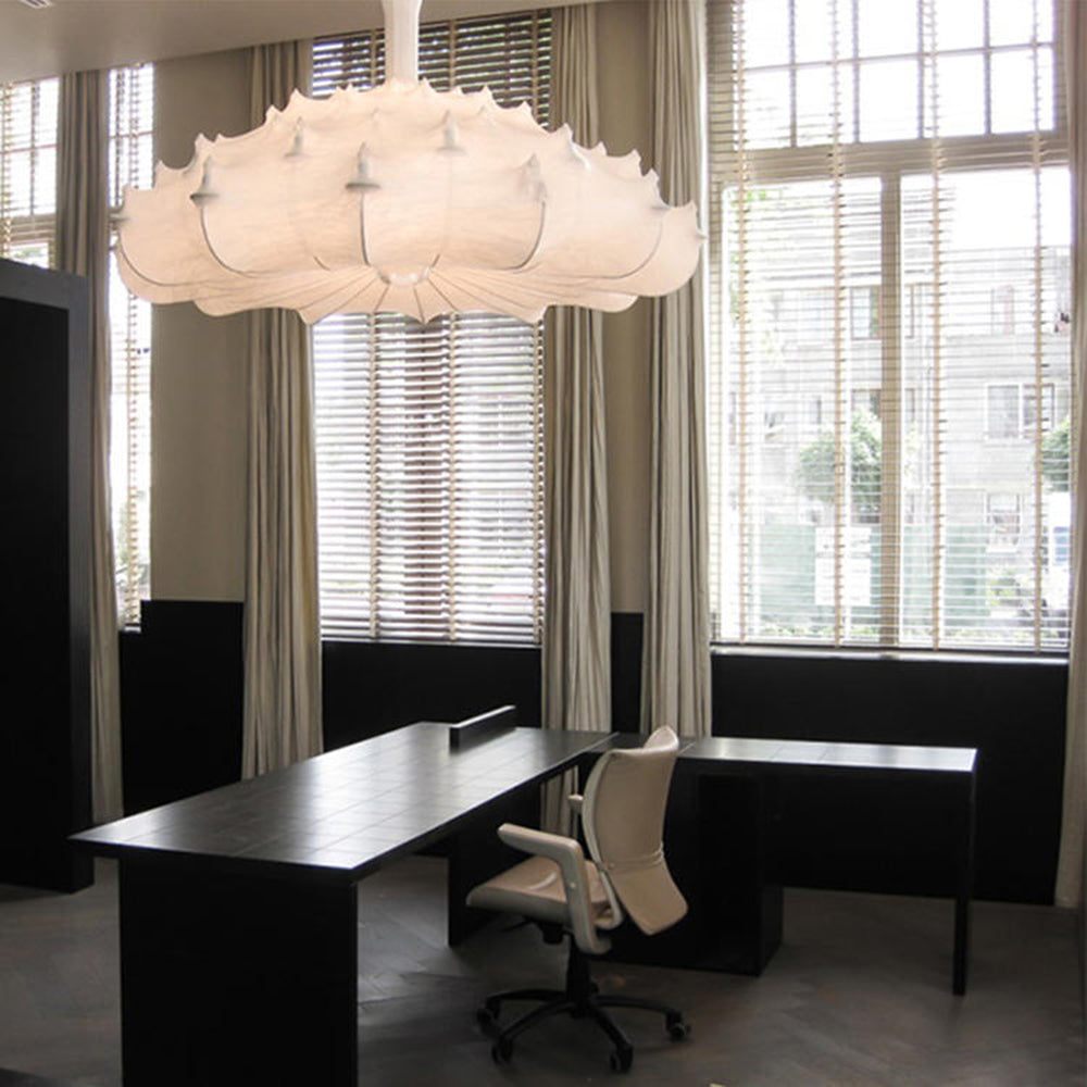 Suspension Vintage Métal et Soie Blanc Durable pour Salon et Salle à Manger