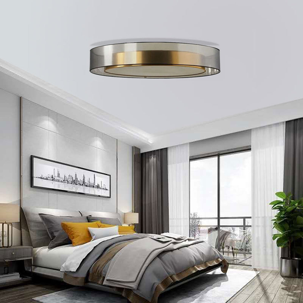Plafonnier Rond Moderne Doré Pour Salon Lumière Luxueuse Et Élégante