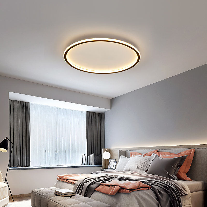 Plafonnier Rond Moderne Blanc Noir Pour Salon Éclairage Contemporain Élégant