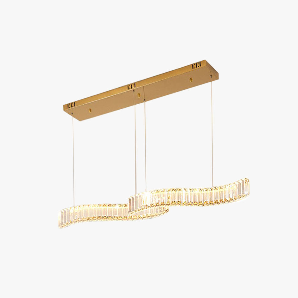 Suspensions LED Wave Moderne Éclairage Élégant Avec Cristal et Métal Argent