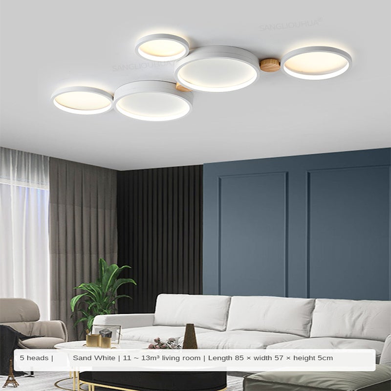 Plafonnier Rond Moderne Avec Bande Led Bois Et Métal Pour Salon