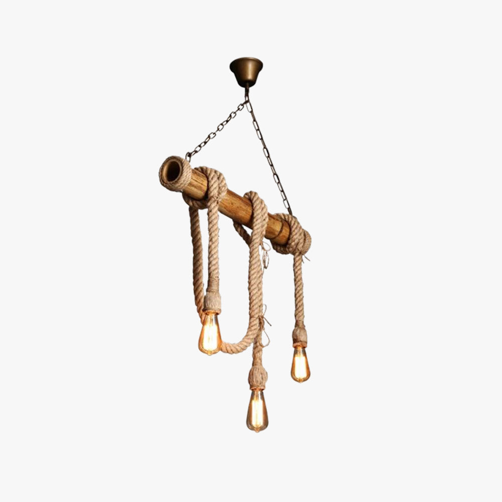 Suspension Vintage LED Bambou et Métal Marron Écologique Salon et Chambre