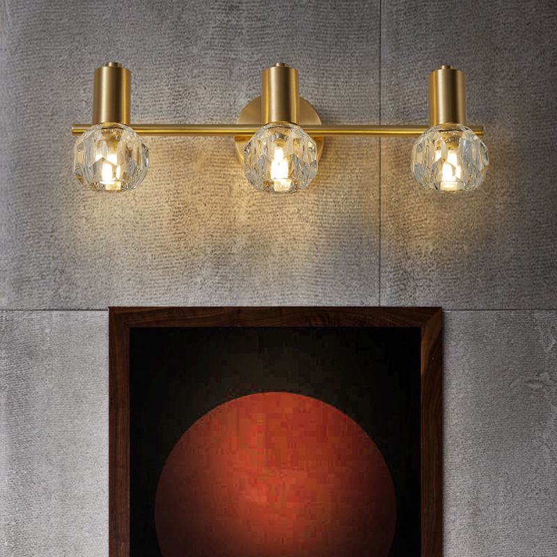 Applique Miroir Globe Doré Avec Éclairage LED Pour Salle De Bain Moderne