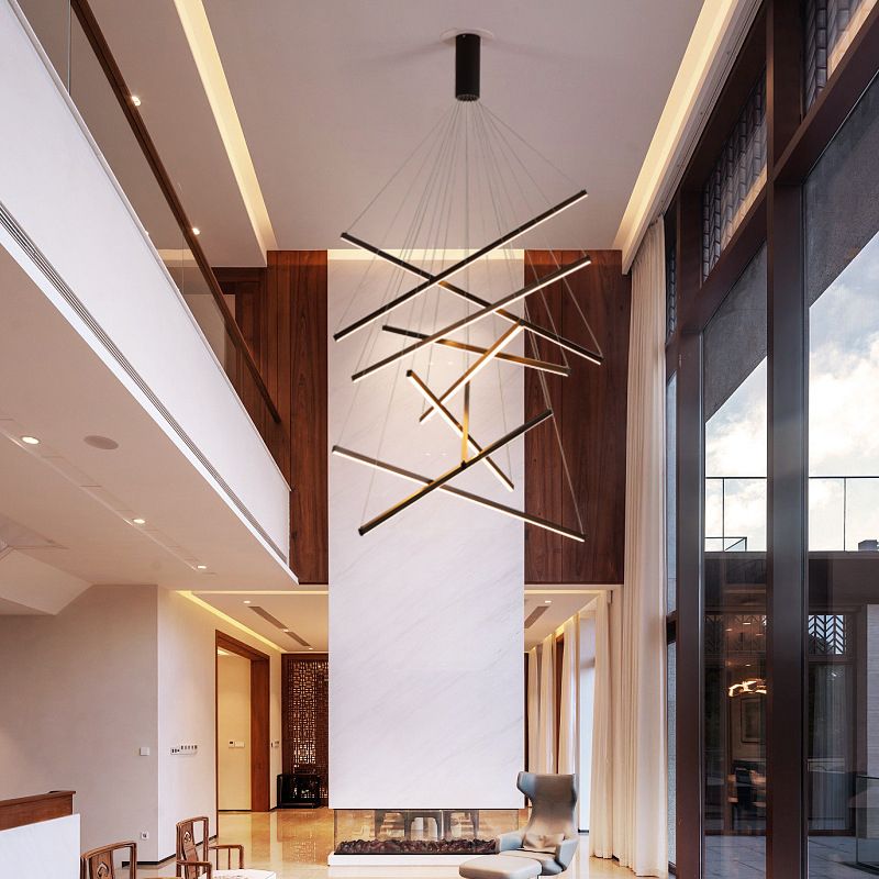 Suspensions Linéaires LED Moderne En Métal Ferreux Pour Salon