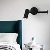 Luminaire Mural Cylindrique Ajustable En Métal Noir Et Or Lumière Douce
