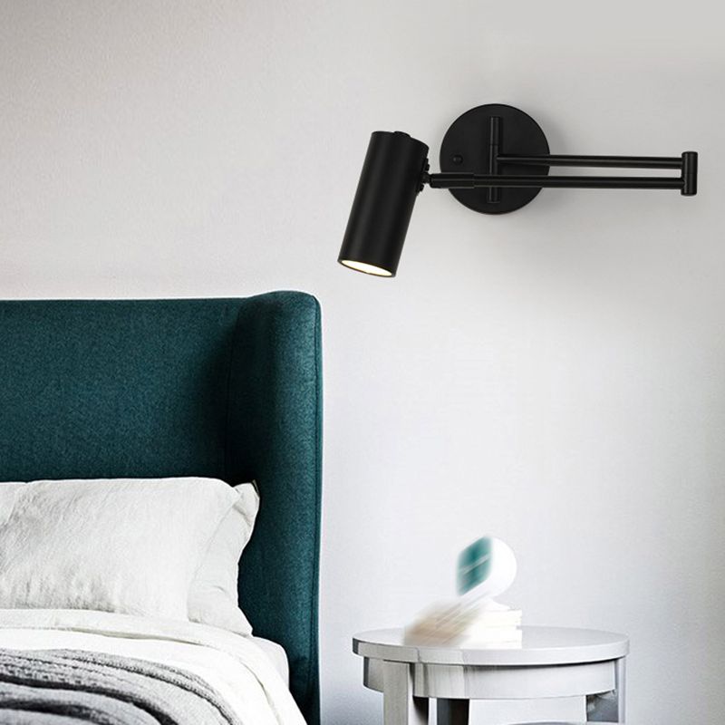 Luminaire Mural Cylindrique Ajustable En Métal Noir Et Or Lumière Douce