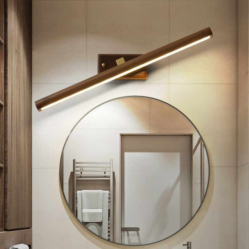 Applique Murale Avec Miroir En Bois Pour Salle De Bain Grain Naturel