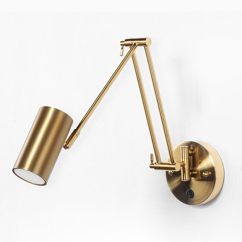 Lampe Murale Cylindrique Réglable En Laiton Doré Pour Chambre