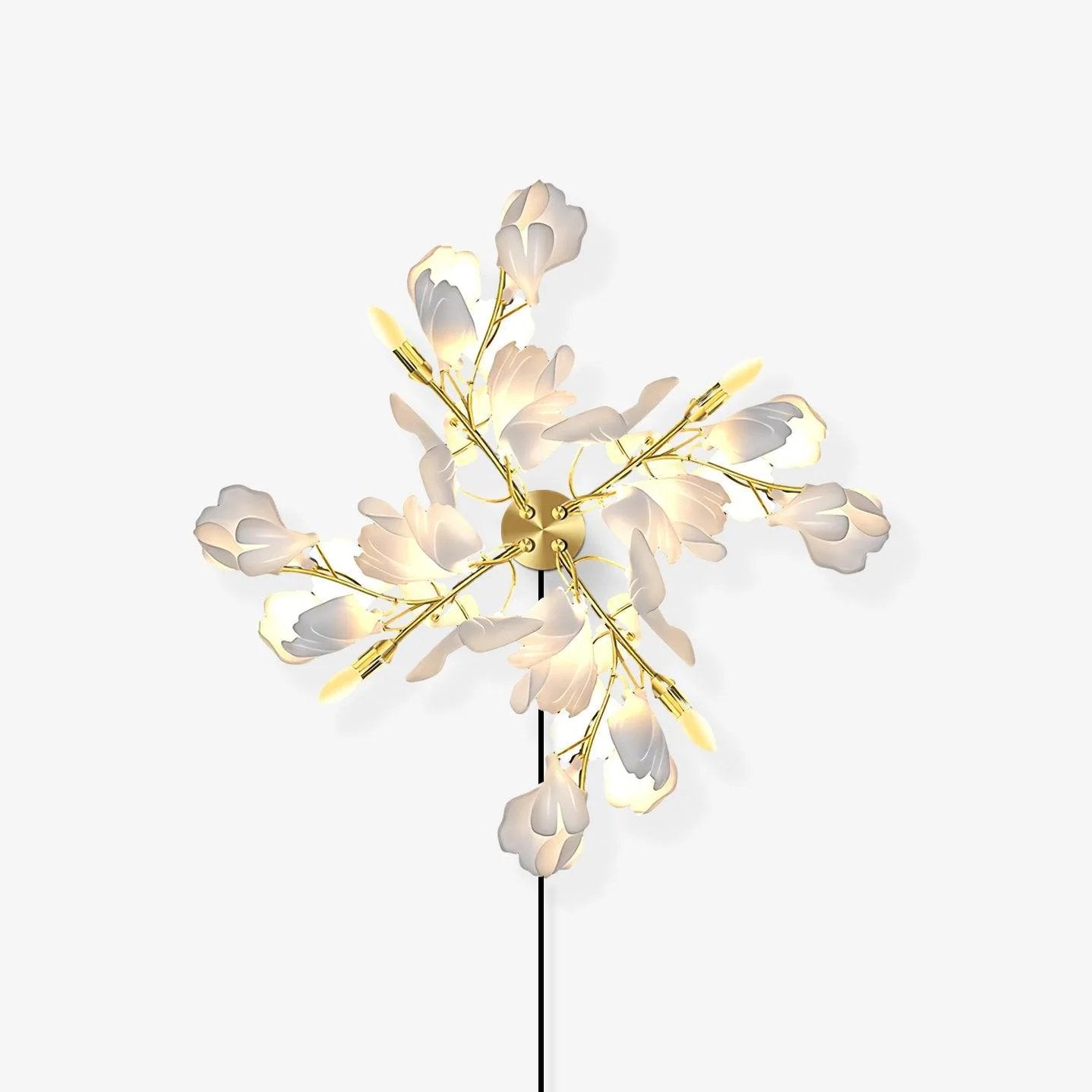 Lampe Murale Gingko Fleurs en Laiton Élégance Chaleureuse
