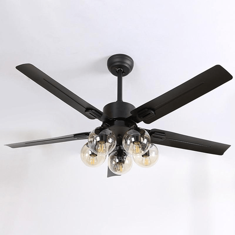 Ventilateur De Plafond Lumineux Verre Noir Vintage Avec Lumiere