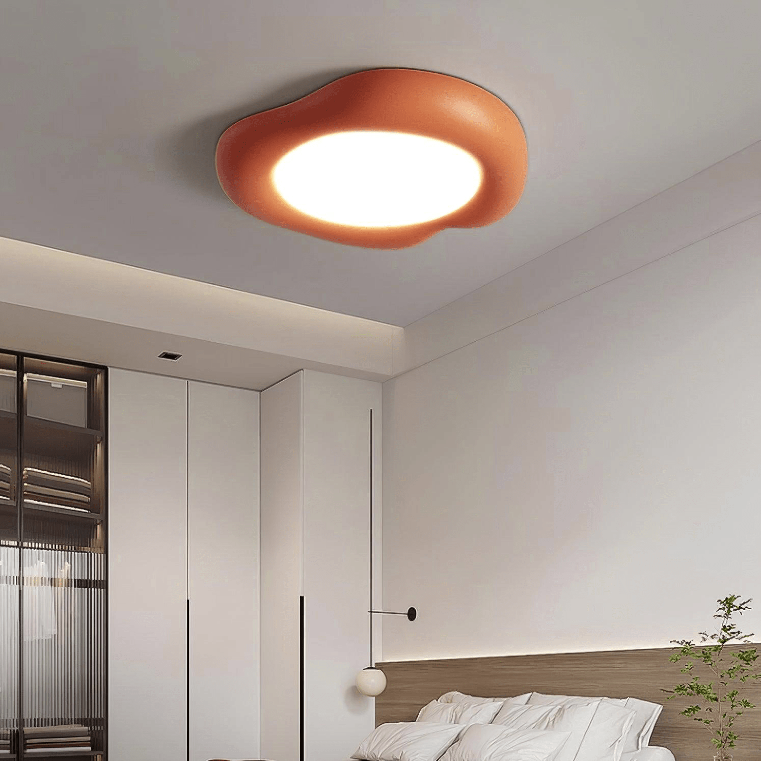 Plafonnier Résine Forme Pomme Avec Éclairage LED Variable 3000K 4000K