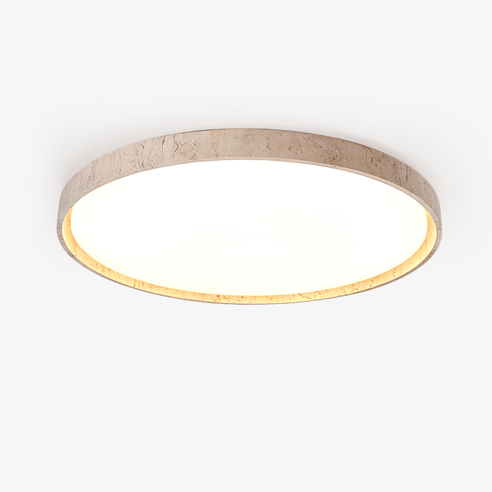 Plafonnier Rond En Travertin, Lumière Douce Et Texture Naturelle