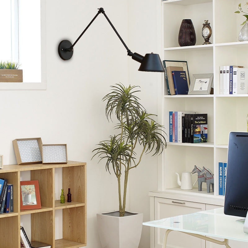 Lampe Murale Pliable En Métal Noir Rouille Pour Bureau Éclairage Flexible