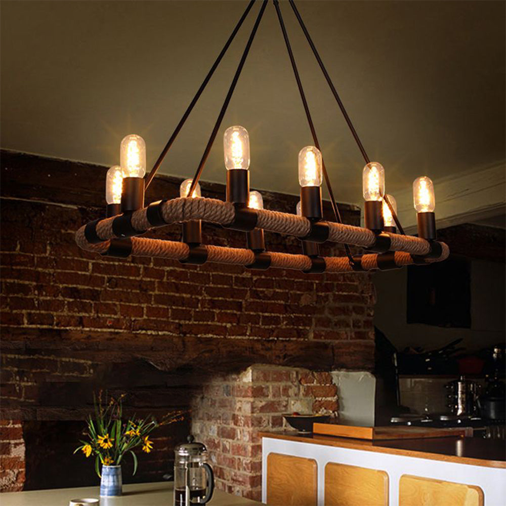 Suspensions LED Industrielles En Métal Noir Pour Salon Éclairage Durable