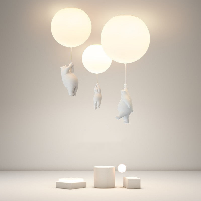Plafonnier Ballon Ours En Résine LED Lumière Douce Pour Chambre Enfant