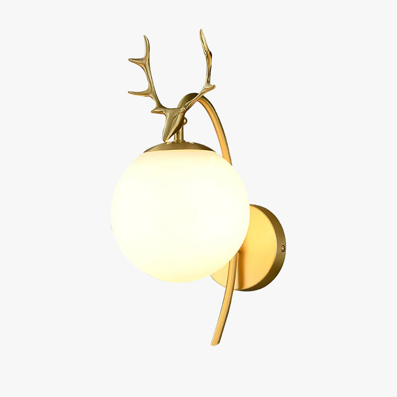 Applique Murale Bois de Cerf Art Déco Métal Verre Noir Or Élégance Durable