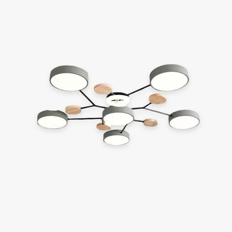 Plafonnier Rond Moderne En Métal Et Bois Pour Salon À Température Variable