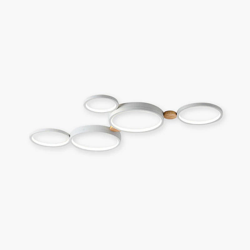 Plafonnier Rond Moderne Avec Bande Led Bois Et Métal Pour Salon