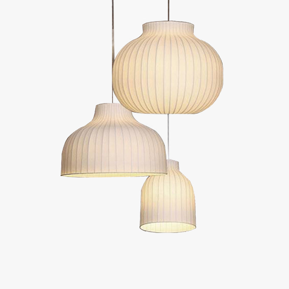 Suspension Vintage Métal et Soie Blanc pour Éclairage Salle à Manger