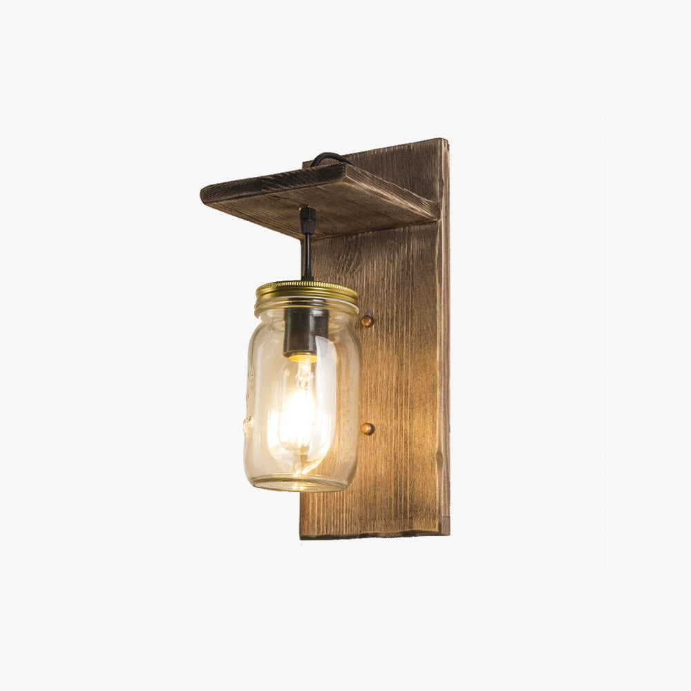 Applique Murale Bois et Métal Avec Verre Éclairage Doux