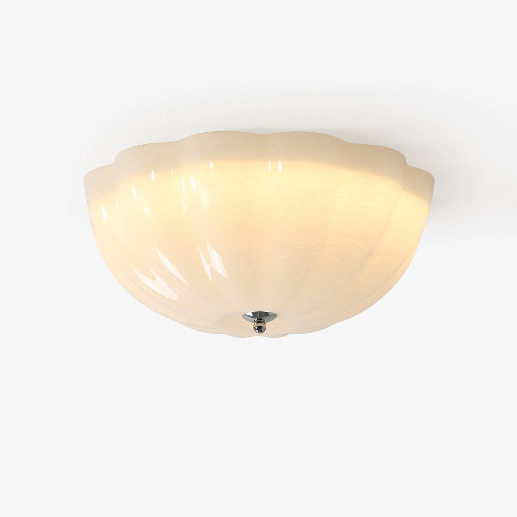 Plafonnier Verre Opale Coquillage Avec Lumière LED Températures Ajustables