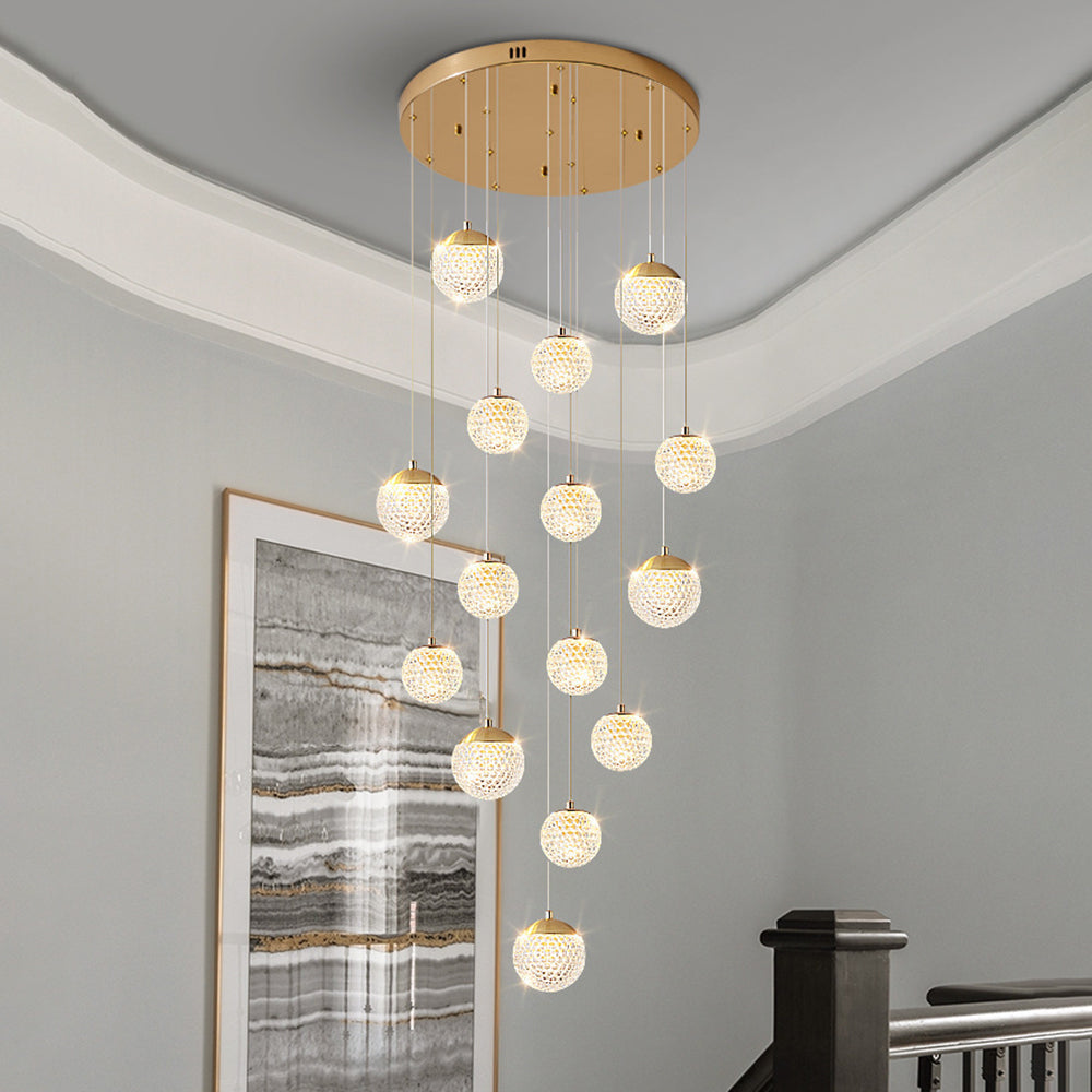 Suspensions Bulles Modernes En Métal Et Acrylique Doré Pour Style Élégant