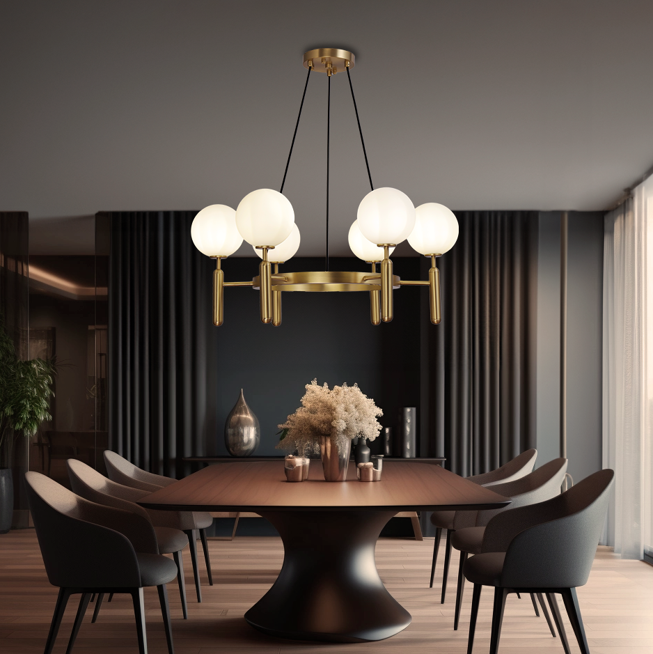 Lustre LED Moderne Verre Doré Et Métal Blanc Éclairage Éclatant Pour Salon