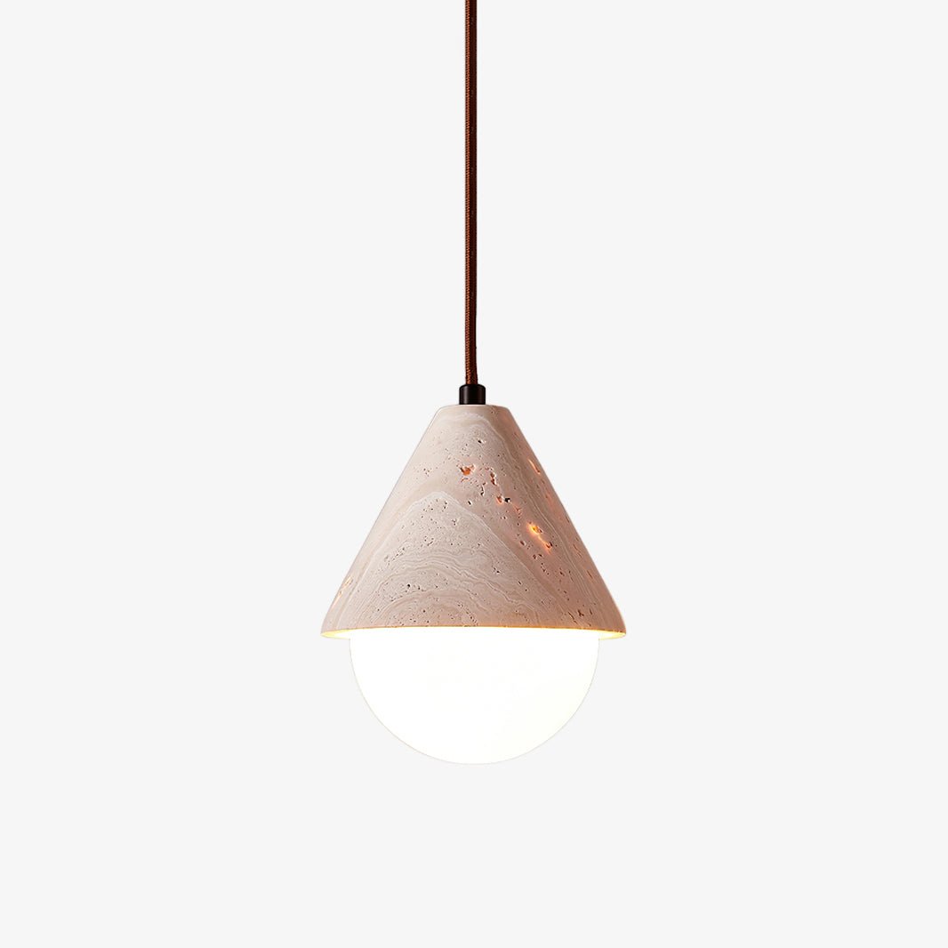 Suspension Lumineuse en Travertin et Verre pour Plafond
