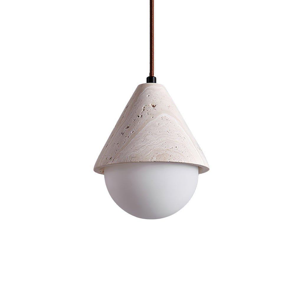 Suspension Lumineuse en Travertin et Verre pour Plafond