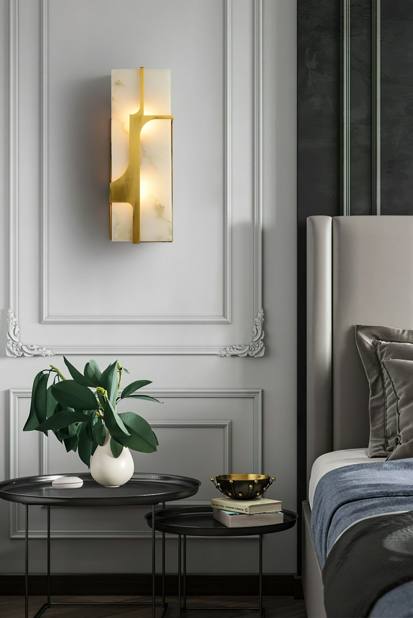 Luminaire Mural Géométrique en Albâtre pour Lumière Douce