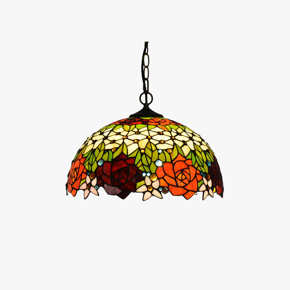 Suspension Verre Style Vitrail Vintage Éclairage Chambre Élégant