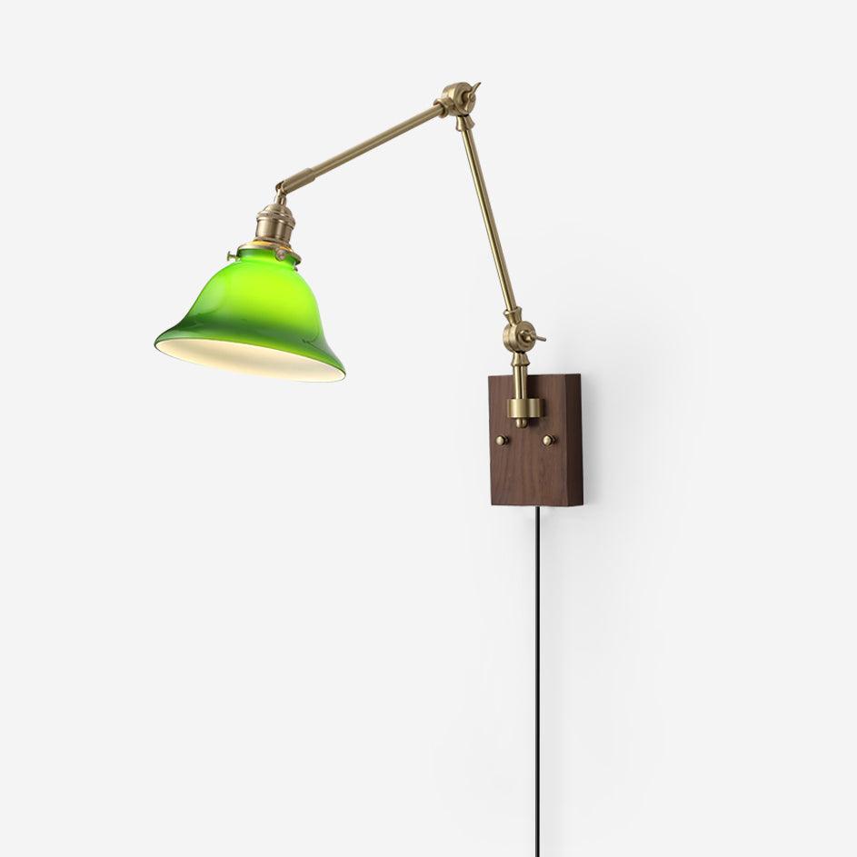 Applique Murale À Éclairage Réglable En Laiton Et Verre Vert