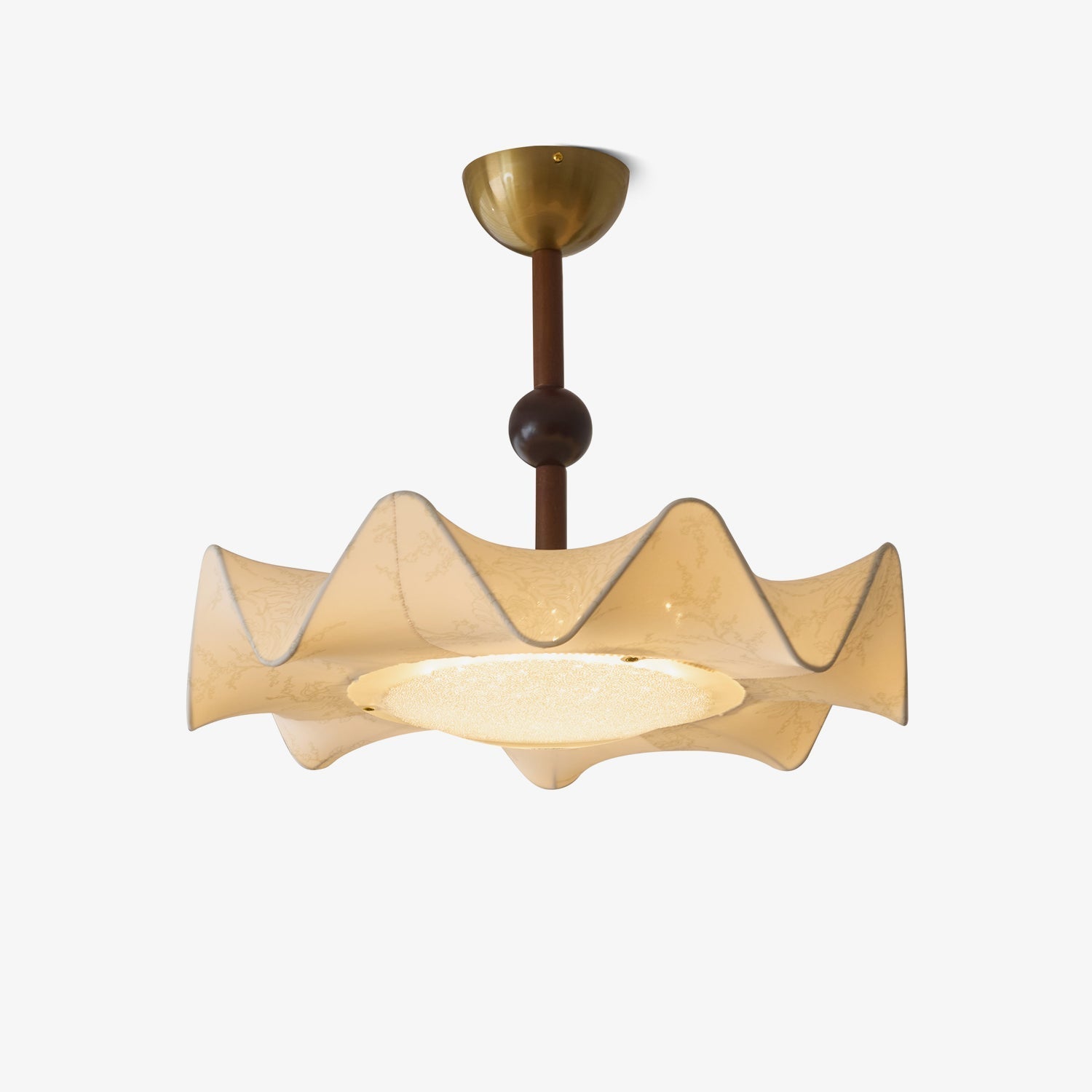 Plafonnier Traditionnel Bois Et Tissu Avec Éclairage LED Réglable