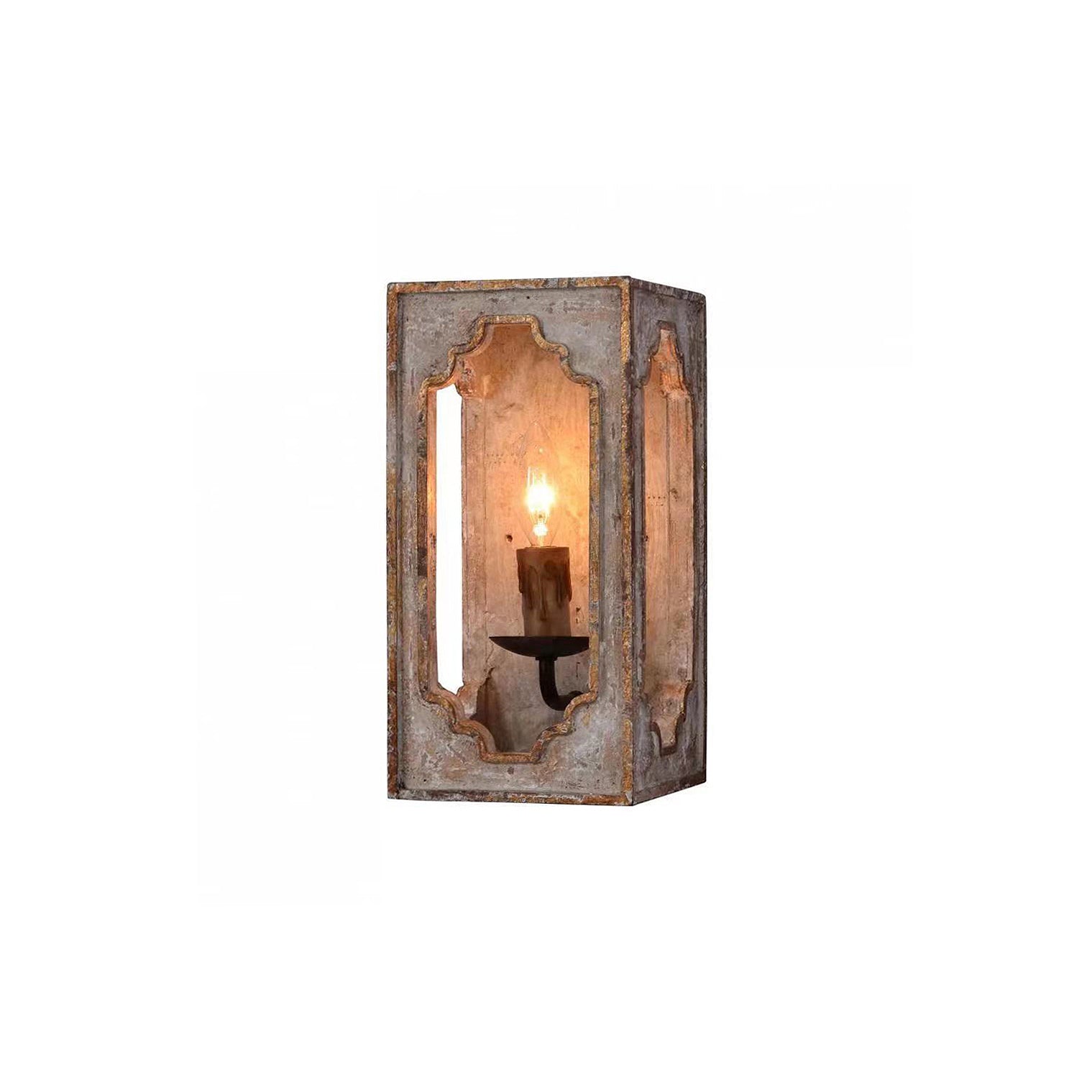 Applique Murale Bois et Métal Design Cube Rustique Ambiance Chaleureuse
