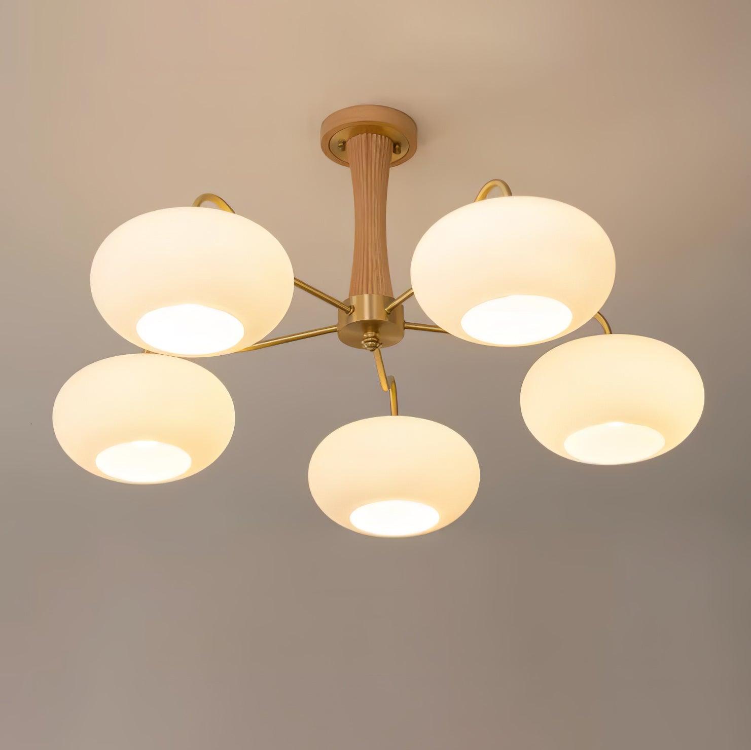 Lustre En Laiton Et Bois Kaki Pour Ambiance Chaleureuse Et Élégante