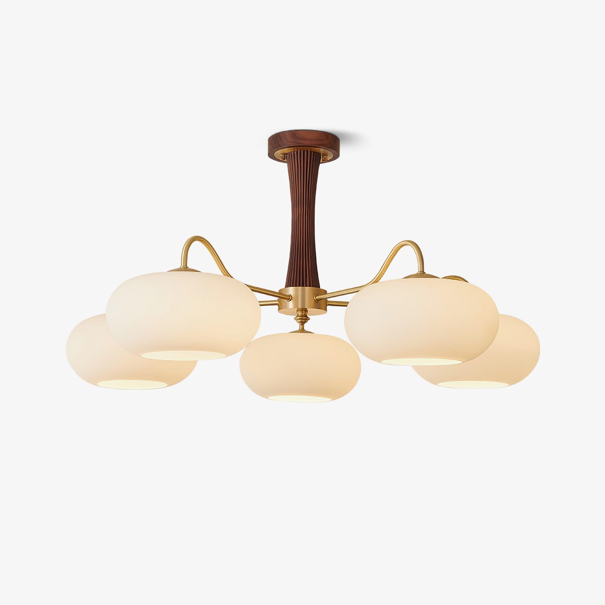 Lustre En Laiton Et Bois Kaki Pour Ambiance Chaleureuse Et Élégante