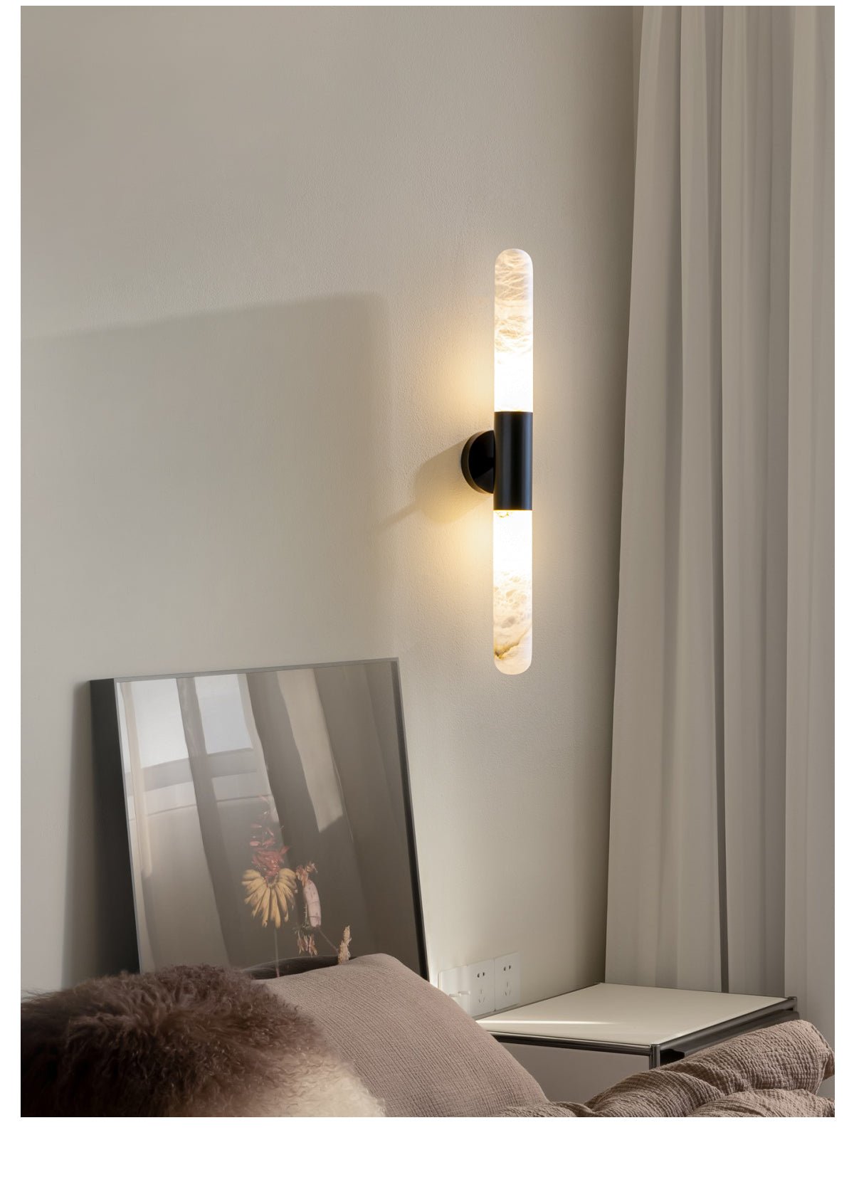 Lampe Murale Cylindrique En Albâtre Avec Éclairage LED Intégré
