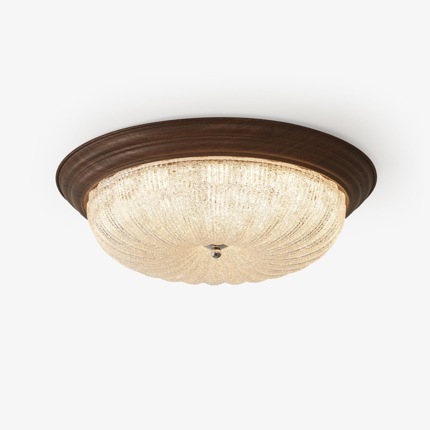 Lampe Plafonnier Premium Verre Et Noyer Avec Led Et Température Variable