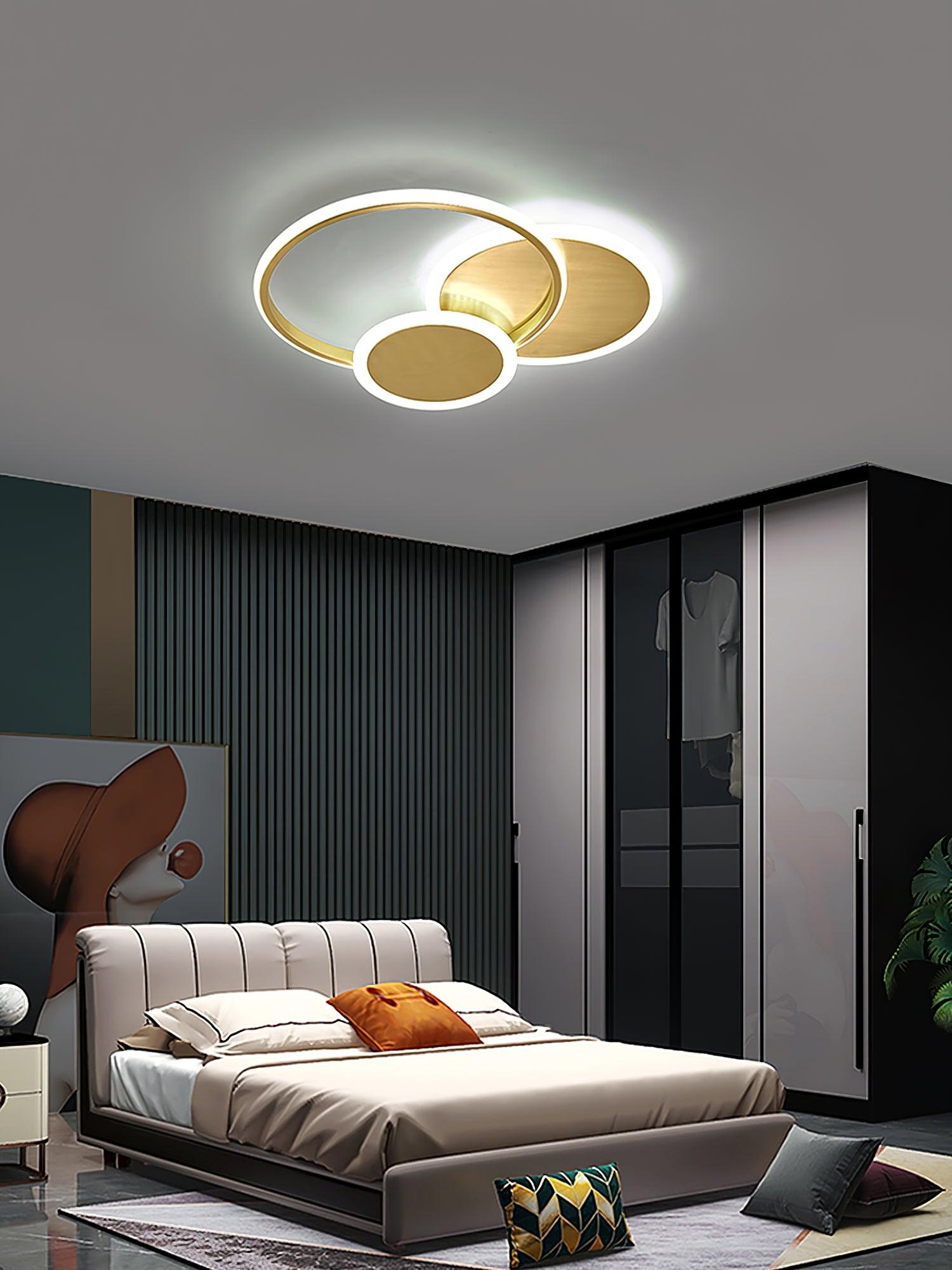 Lampe De Plafond LED Cercles Artistiques Lumière Température Variable