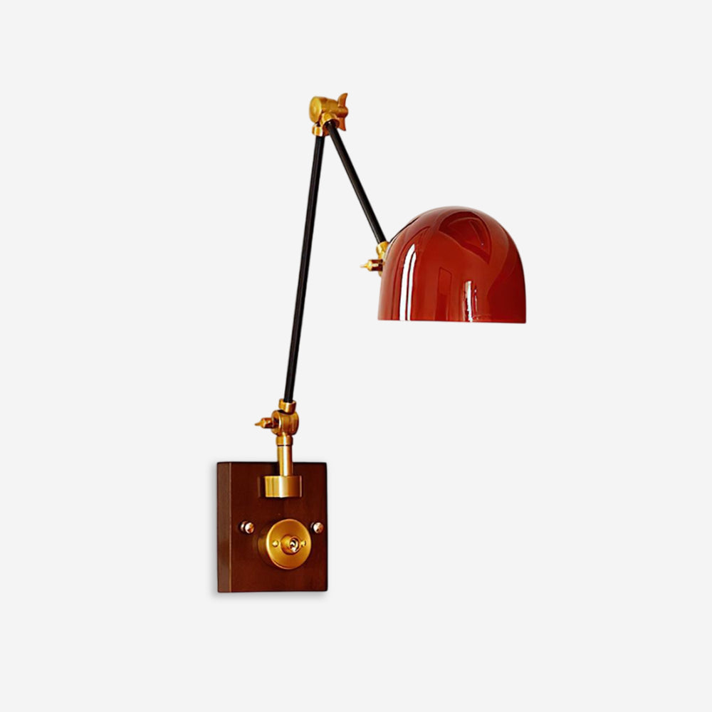 Lampe Murale Industrielle À Bras Articulé En Bois Et Métal