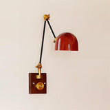 Lampe Murale Industrielle À Bras Articulé En Bois Et Métal