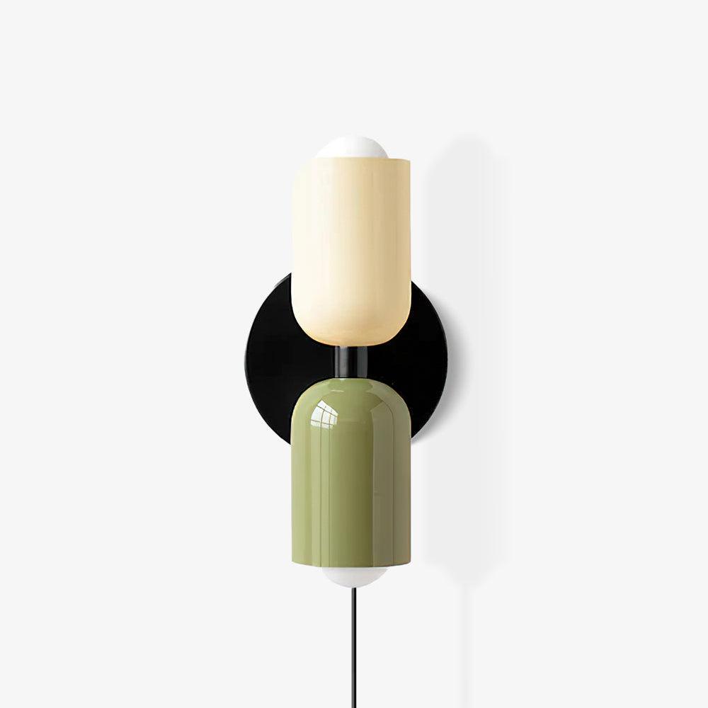 Lampe Murale Minimaliste Vert Et Noir À Brancher Lumière Douce Haut Bas