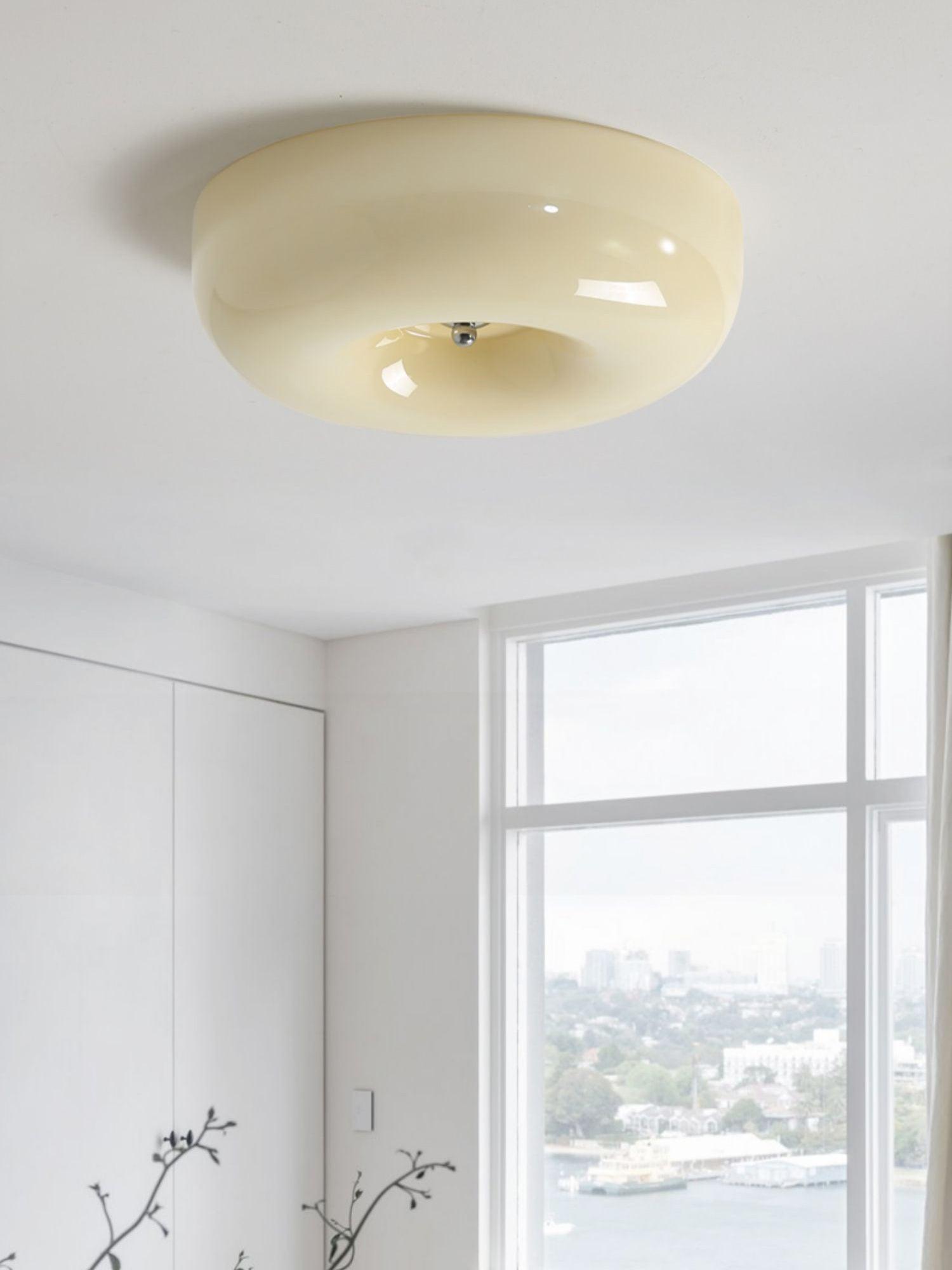 Lustre Plafond Verre Soufflé Lumière Douce Ambiance Chaleureuse