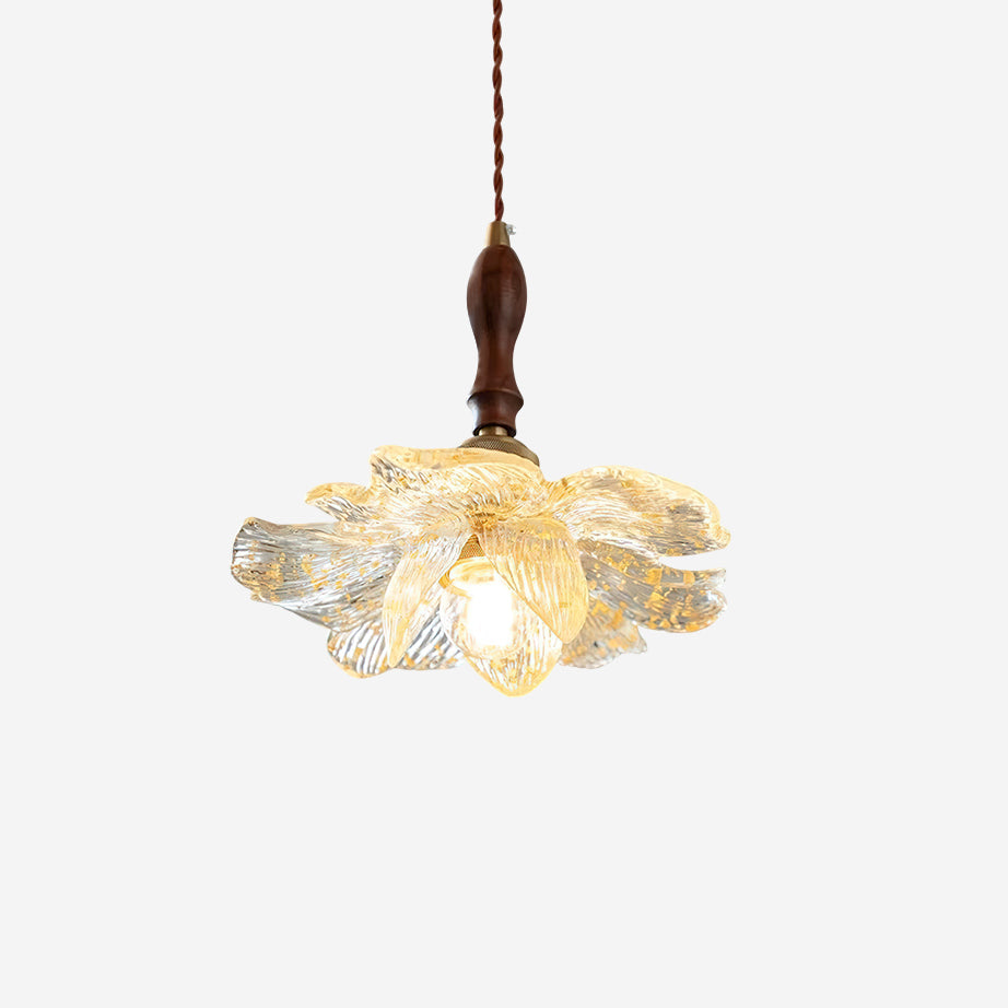 Suspension Lampe Lotus En Résine Avec Pétales Dorés Pour Ambiance Élégante
