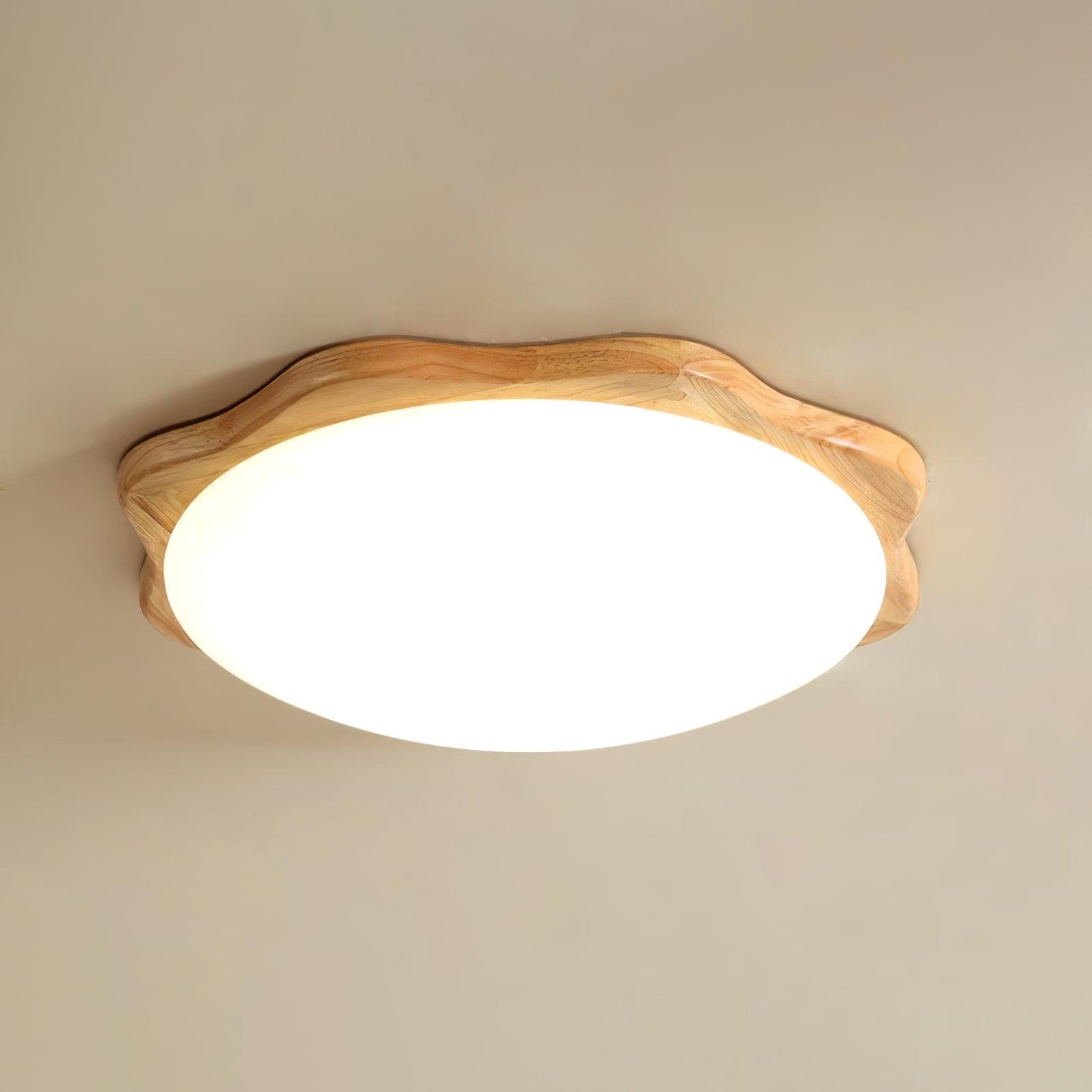 Plafonnier Tambour Bois Minimaliste Pour Éclairage Chaleureux