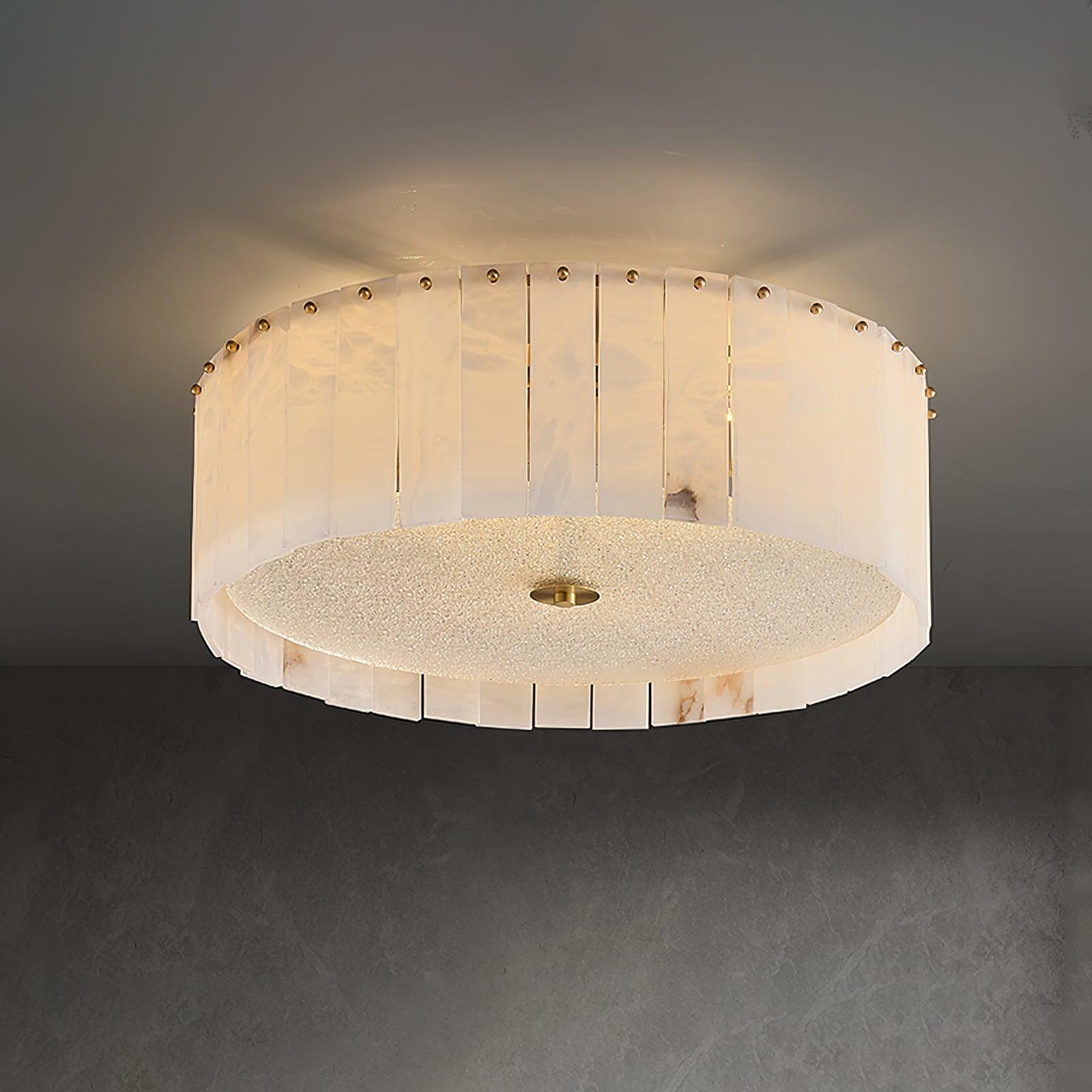 Plafonnier Albâtre Premium En Métal Et Verre Pour Éclairage Doux