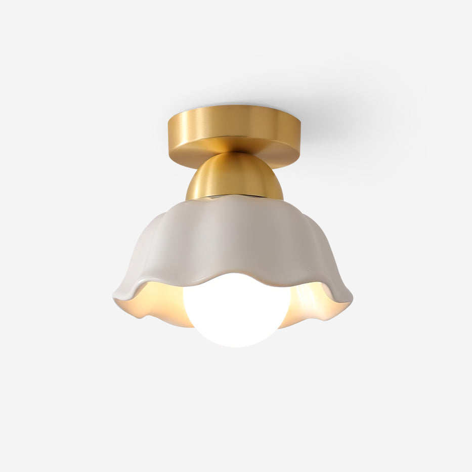 Lampe Plafonnier Semi-Encastrée en Laiton et Céramique Éclairage Premium