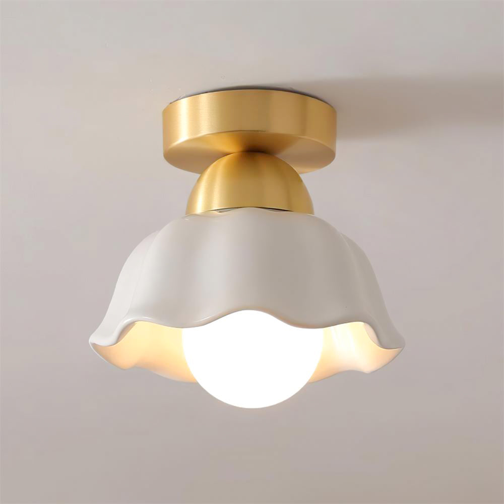 Lampe Plafonnier Semi-Encastrée en Laiton et Céramique Éclairage Premium