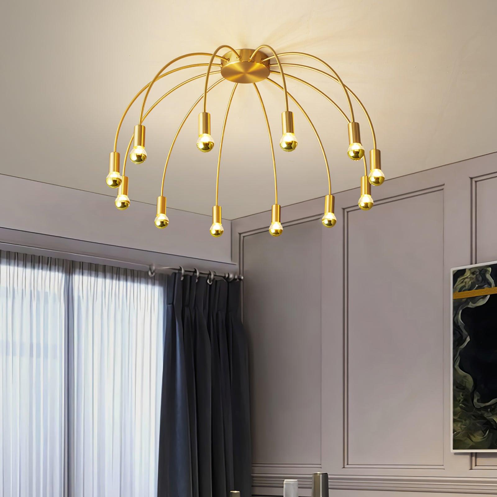 Plafonnier Verre Laiton Premium Éclairage LED Élégant Têtes Multiples