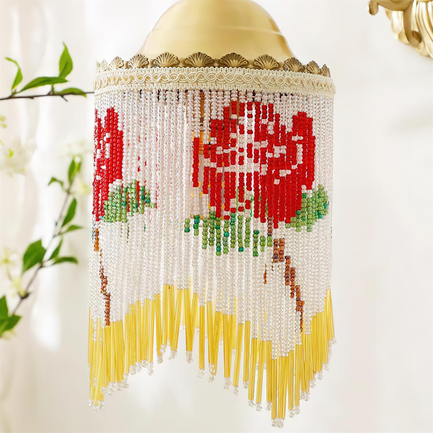 Applique Murale Vintage Laiton Et Perles Pour Ambiance Chic